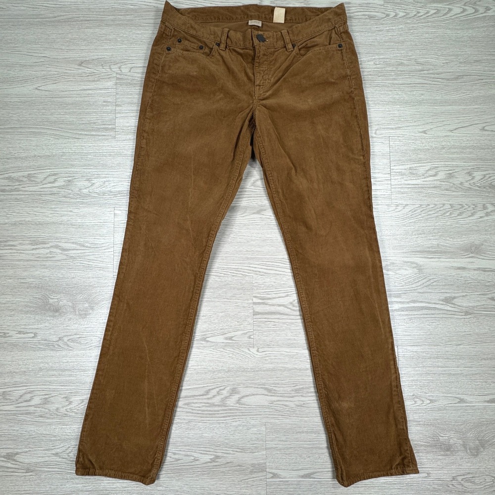 J.Crew Women's Corduroy Pants City Fit Brown 29R Straight Leg 100% Cotton